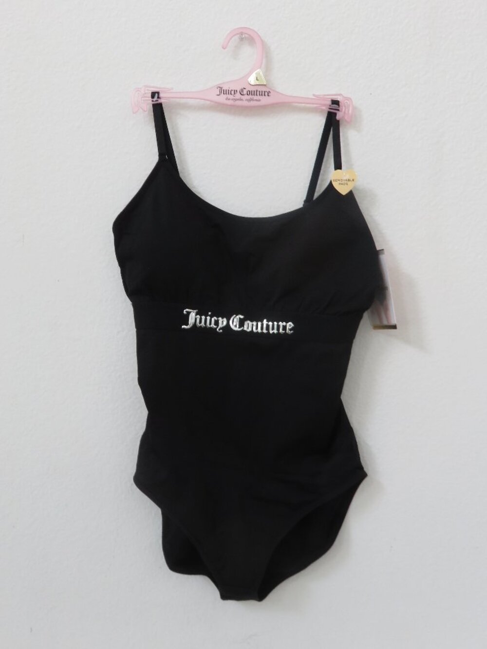 (#138) Juicy Couture Black Logo Seamless Shaping Bodysuit Size L